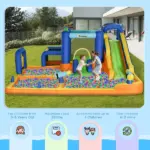7 in 1 Inflatable Water Slide with Pool, Climbing Wall, Water Sprayer and Sports Games - Image 5