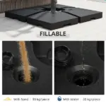 Umbrella Base for Cantilever Umbrella, 4 Pieces, Black, 176 lbs Water/264 lbs Sand Capacity Set - Image 4