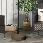 Umbrella Stand Round Fillable Base for 1.5 2 Poles Outdoor Lawn Deck Brown - Image 2