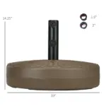 Umbrella Stand Round Fillable Base for 1.5 2 Poles Outdoor Lawn Deck Brown - Image 3