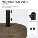 Umbrella Stand Round Fillable Base for 1.5 2 Poles Outdoor Lawn Deck Brown - Image 4
