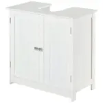 HOMCOM Under Sink Cabinet, Bathroom Vanity with 2 Doors and Shelf for Pedestal Sink, White - Image 11