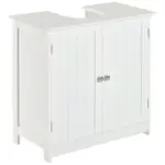 HOMCOM Under Sink Cabinet, Bathroom Vanity with 2 Doors and Shelf for Pedestal Sink, White