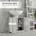 HOMCOM Under Sink Cabinet, Bathroom Vanity with 2 Doors and Shelf for Pedestal Sink, White - Image 5