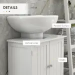 HOMCOM Under Sink Cabinet, Bathroom Vanity with 2 Doors and Shelf for Pedestal Sink, White - Image 6