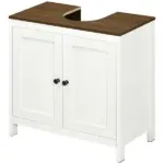 Under Sink Cabinet Pedestal Bathroom Storage Adjustable Shelf Double Doors Antique White - Image 12