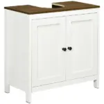 Under Sink Cabinet Pedestal Bathroom Storage Adjustable Shelf Double Doors Antique White