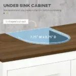 Under Sink Cabinet Pedestal Bathroom Storage Adjustable Shelf Double Doors Antique White - Image 4