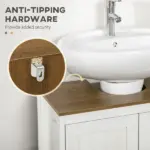 Under Sink Cabinet Pedestal Bathroom Storage Adjustable Shelf Double Doors Antique White - Image 7