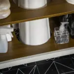 Under Sink Cabinet Pedestal Bathroom Storage Adjustable Shelf Double Doors Antique White - Image 9
