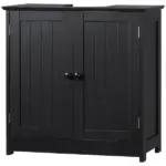 HOMCOM Under Sink Cabinet with 2 Doors and Shelf, Pedestal Sink Bathroom Vanity Furniture, Black - Image 11