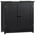 HOMCOM Under Sink Cabinet with 2 Doors and Shelf, Pedestal Sink Bathroom Vanity Furniture, Black