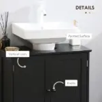 HOMCOM Under Sink Cabinet with 2 Doors and Shelf, Pedestal Sink Bathroom Vanity Furniture, Black - Image 6