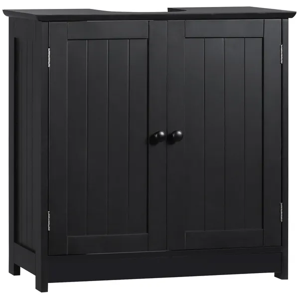 under-sink-cabinet-with-2-doors-and-shelf-pedestal-sink-bathroom-vanity-furniture-black.webp HOMCOM Under Sink Cabinet with 2 Doors and Shelf, Pedestal Sink Bathroom Vanity Furniture, Black - Image 1