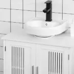 Kleankin Under Sink Storage Cabinet Bathroom 2 Doors Shelf White Pedestal Vanity Organizer - Image 13