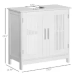 Kleankin Under Sink Storage Cabinet Bathroom 2 Doors Shelf White Pedestal Vanity Organizer - Image 3