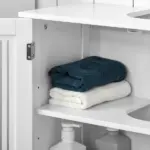 Kleankin Under Sink Storage Cabinet Bathroom 2 Doors Shelf White Pedestal Vanity Organizer - Image 10
