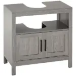 Under Sink Storage Cabinet Pedestal Bathroom Vanity 2 Doors Shelf Organizer Gray