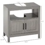 Under Sink Storage Cabinet Pedestal Bathroom Vanity 2 Doors Shelf Organizer Gray - Image 3