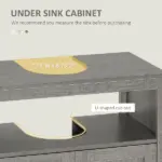 Under Sink Storage Cabinet Pedestal Bathroom Vanity 2 Doors Shelf Organizer Gray - Image 4