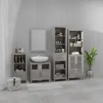 Under Sink Storage Cabinet Pedestal Bathroom Vanity 2 Doors Shelf Organizer Gray - Image 10