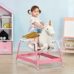 Unicorn Spring Ride-On Toy for Kids 5-12 Years Pink Horse with Sound Effects - Image 2