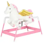 Unicorn Spring Ride-On Toy for Kids 5-12 Years Pink Horse with Sound Effects