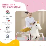 Unicorn Spring Ride-On Toy for Kids 5-12 Years Pink Horse with Sound Effects - Image 7
