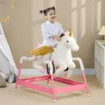 Unicorn Spring Ride-On Toy for Kids 5-12 Years Pink Horse with Sound Effects - Image 10