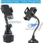Adjustable Car Cup Holder Phone Mount with 360 Degree Swivel and Telescopic Neck - Image 2