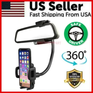 universal 360 car rearview mirror mount stand holder cradle for cell phone gps 3