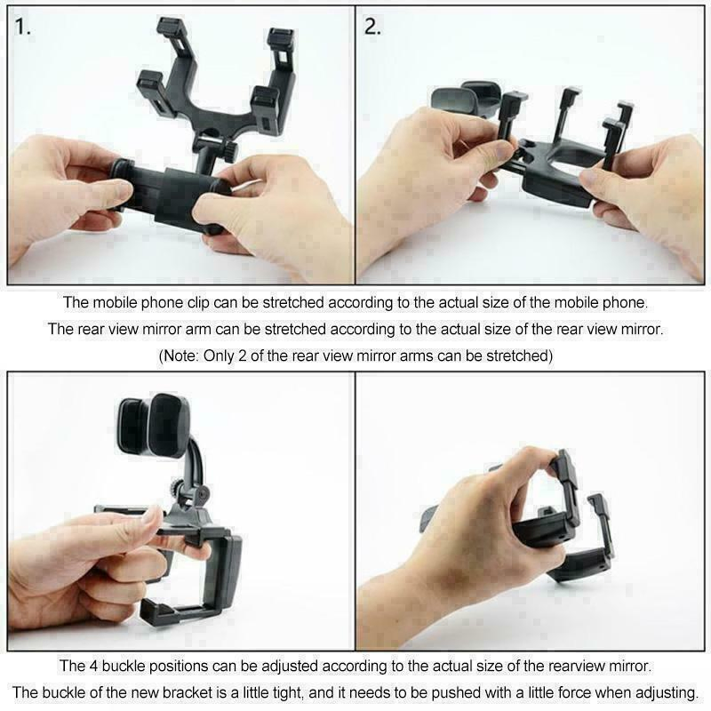 360 Degree Rearview Mirror Mount Phone Holder for Car GPS Devices