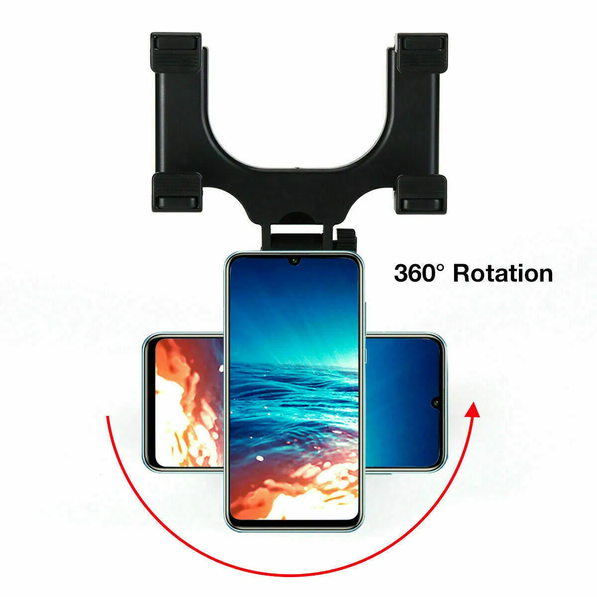 360 Degree Rearview Mirror Mount Phone Holder for Car GPS Devices