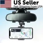 360 Degree Rearview Mirror Mount Phone Holder for Car GPS Devices