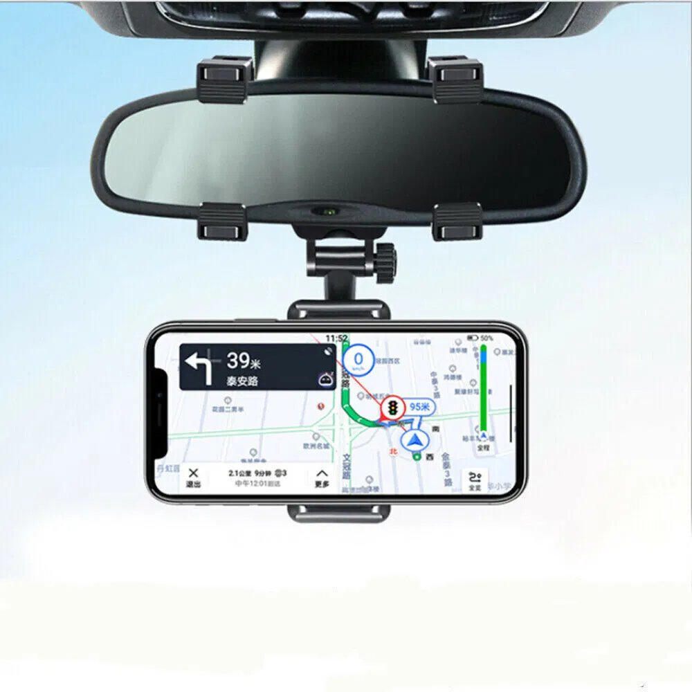 360 Degree Rearview Mirror Mount Phone Holder for Car GPS Devices
