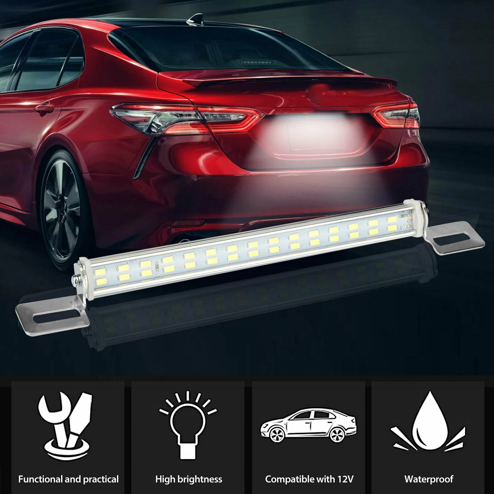 12V Universal LED License Plate and Backup Light Bar 6000K