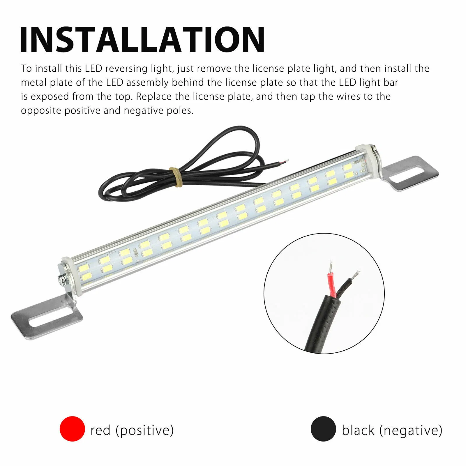 12V Universal LED License Plate and Backup Light Bar 6000K