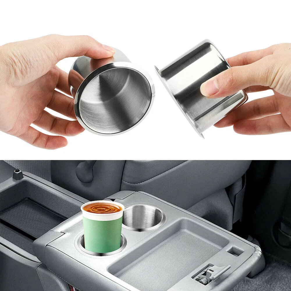 2 Pack Stainless Steel Recessed Cup Holders for Car Boat RV and Marine Use