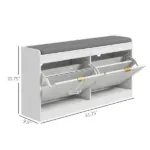 HOMCOM Upholstered Shoe Rack Bench Narrow with 2 Flip Drawers for 8 Pairs - Image 3