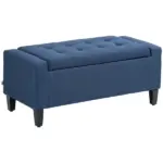 HOMCOM Upholstered Storage Ottoman Bench, Button Tufted Ottoman with Hidden Storage, Lift Top for Living Room, Dark Blue - Image 11