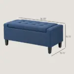 HOMCOM Upholstered Storage Ottoman Bench, Button Tufted Ottoman with Hidden Storage, Lift Top for Living Room, Dark Blue - Image 3