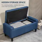 HOMCOM Upholstered Storage Ottoman Bench, Button Tufted Ottoman with Hidden Storage, Lift Top for Living Room, Dark Blue - Image 4