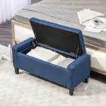 HOMCOM Upholstered Storage Ottoman Bench, Button Tufted Ottoman with Hidden Storage, Lift Top for Living Room, Dark Blue - Image 7