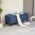 HOMCOM Upholstered Storage Ottoman Bench, Button Tufted Ottoman with Hidden Storage, Lift Top for Living Room, Dark Blue - Image 10