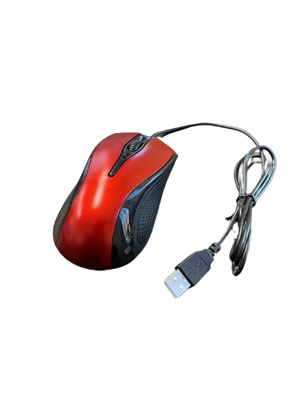 USB 2.0 Wired Optical Mouse with Scroll Wheel Red