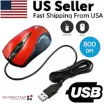 USB 2.0 Wired Optical Mouse with Scroll Wheel Red