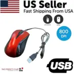 USB 2.0 Wired Optical Mouse with Scroll Wheel Red - Image 2