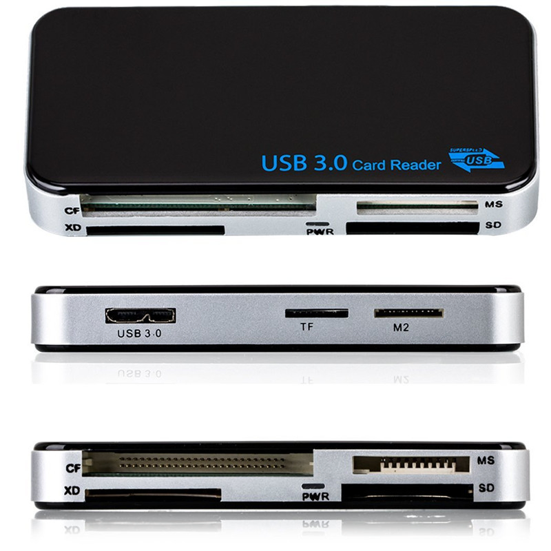 USB 3.0 6 in 1 Memory Card Reader for CF SD microSD XD M2 and MS Cards