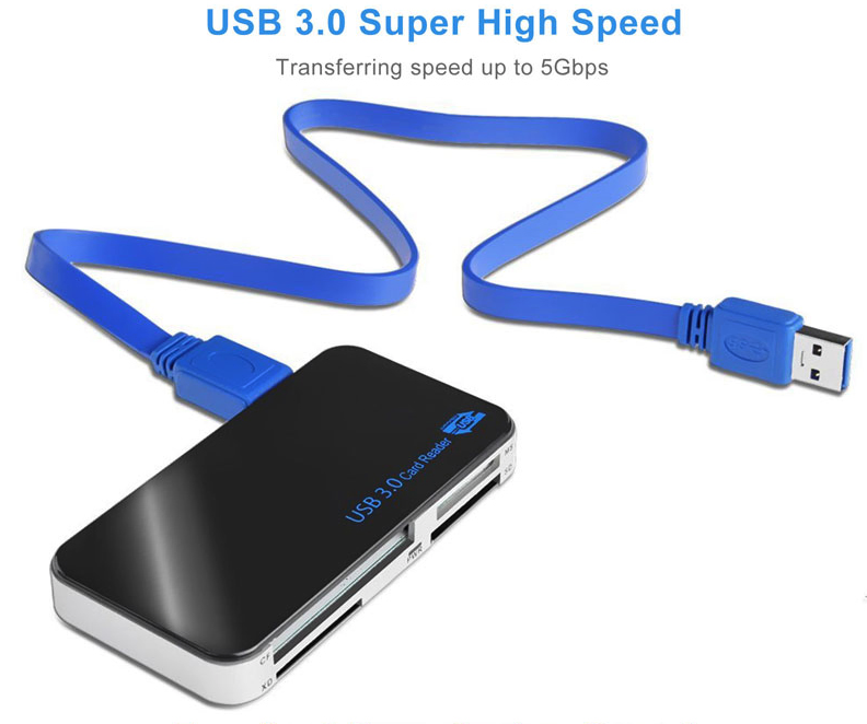 USB 3.0 6 in 1 Memory Card Reader for CF SD microSD XD M2 and MS Cards