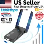 AC1300 USB 3.0 Dual Band WiFi Adapter with Dual 5dBi Antennas